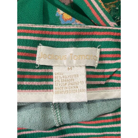 Floral Green Wide-Leg Pants With Wrap Tie Waist Medium Jealous Tomato - Picture 3 of 7